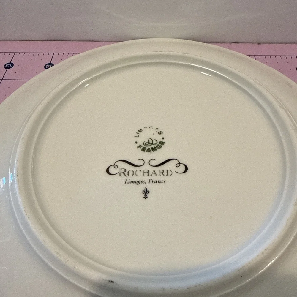 Rochard Limoges Dessert/salad Plates Fruit Design made in France Signed set of 4